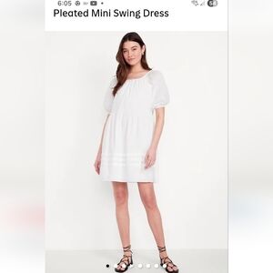 White Pleated Mini Swing Dress BNWT